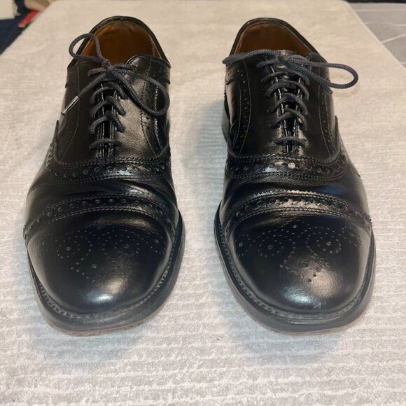 Allen Edmonds Men's 9.5D Strand Black Cap Toe Brogue Oxford - Picture 5 of 9